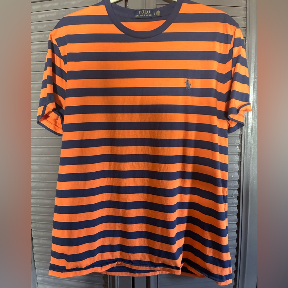 POLO RALPH LAUREN STRIPED CREWNECK TEE SHIRT SHORT SLEEVES. LARGE.  N E W
